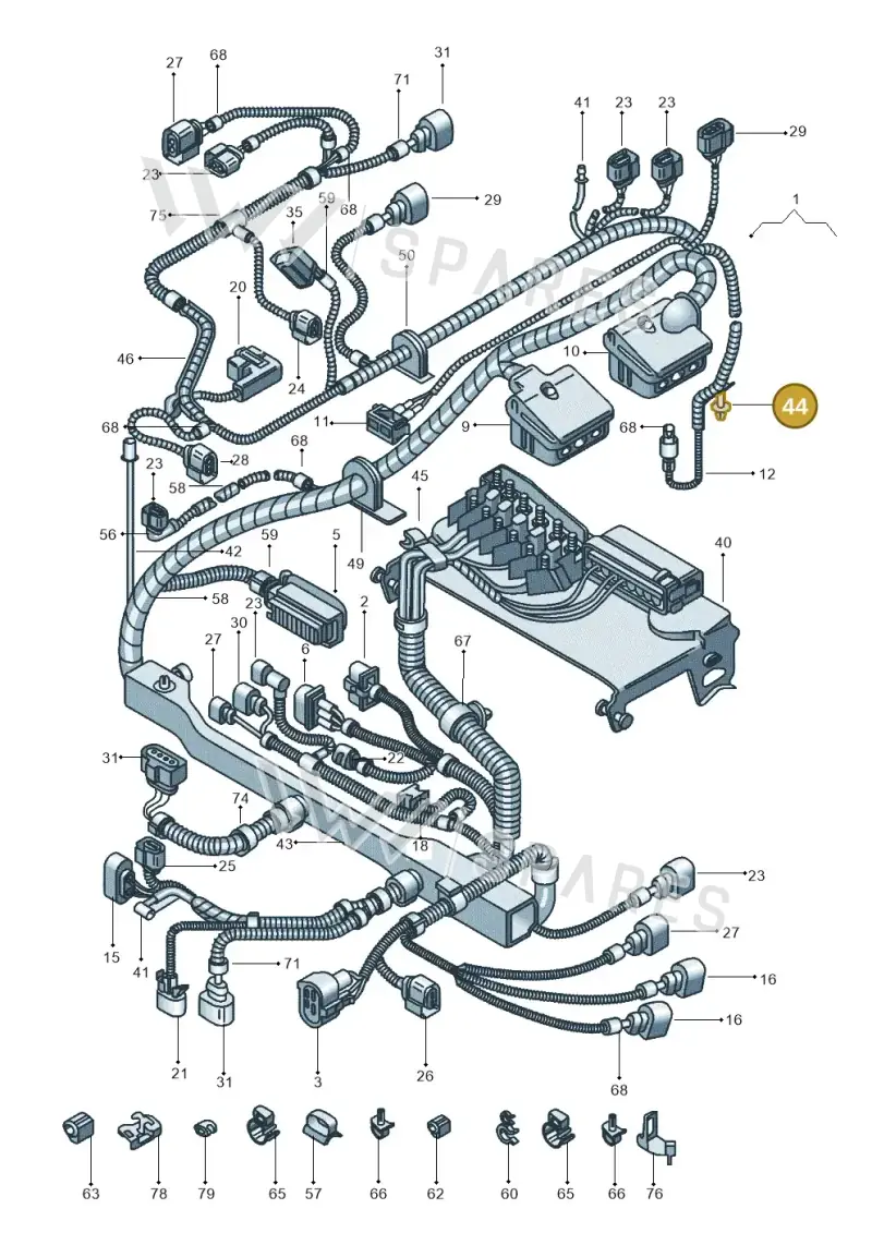 6Q0971615BA — Volkswagen Polo (2011-2014) diagram 544971800, position 44