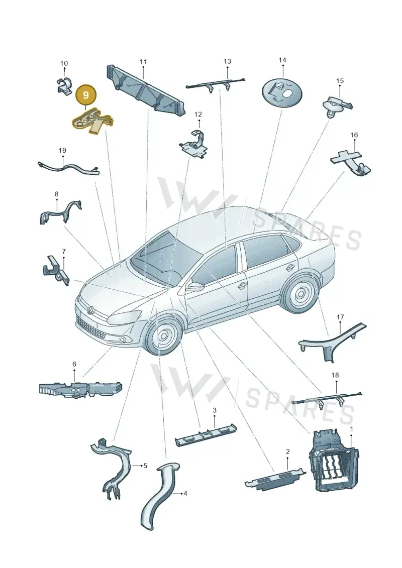 6Q0971615BE — Volkswagen Polo 1.6 (2015-2020) diagram 873972050, position 9