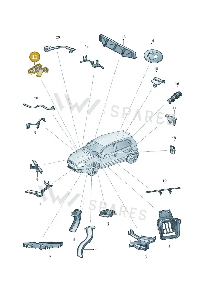 6Q0971615BE — Volkswagen Polo 1.4 BlueMotion (2014-2017) diagram 773972050, position 11