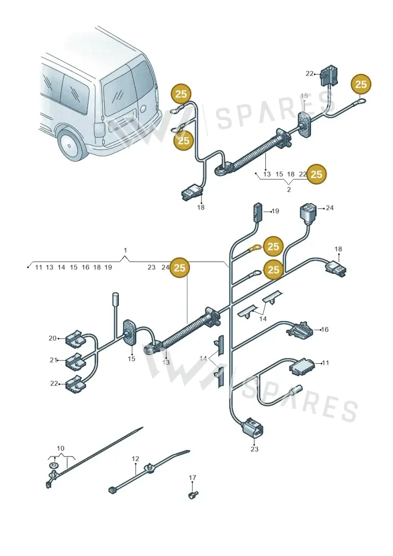 6Q0971701A — Volkswagen Caddy kombi (2015-2020) diagram 443972820, position 25