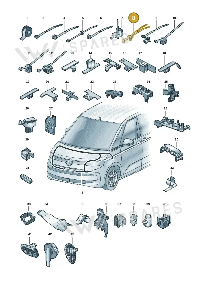 6Q0971838B — Volkswagen Multivan (2021-) diagram 7t0971801, position 8