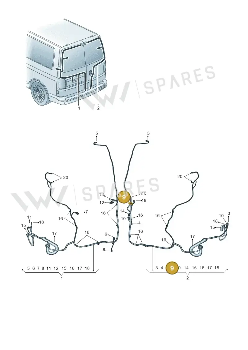 6Q0972704 — Volkswagen Caravelle (2019-2024) diagram 7ep972083, position 9