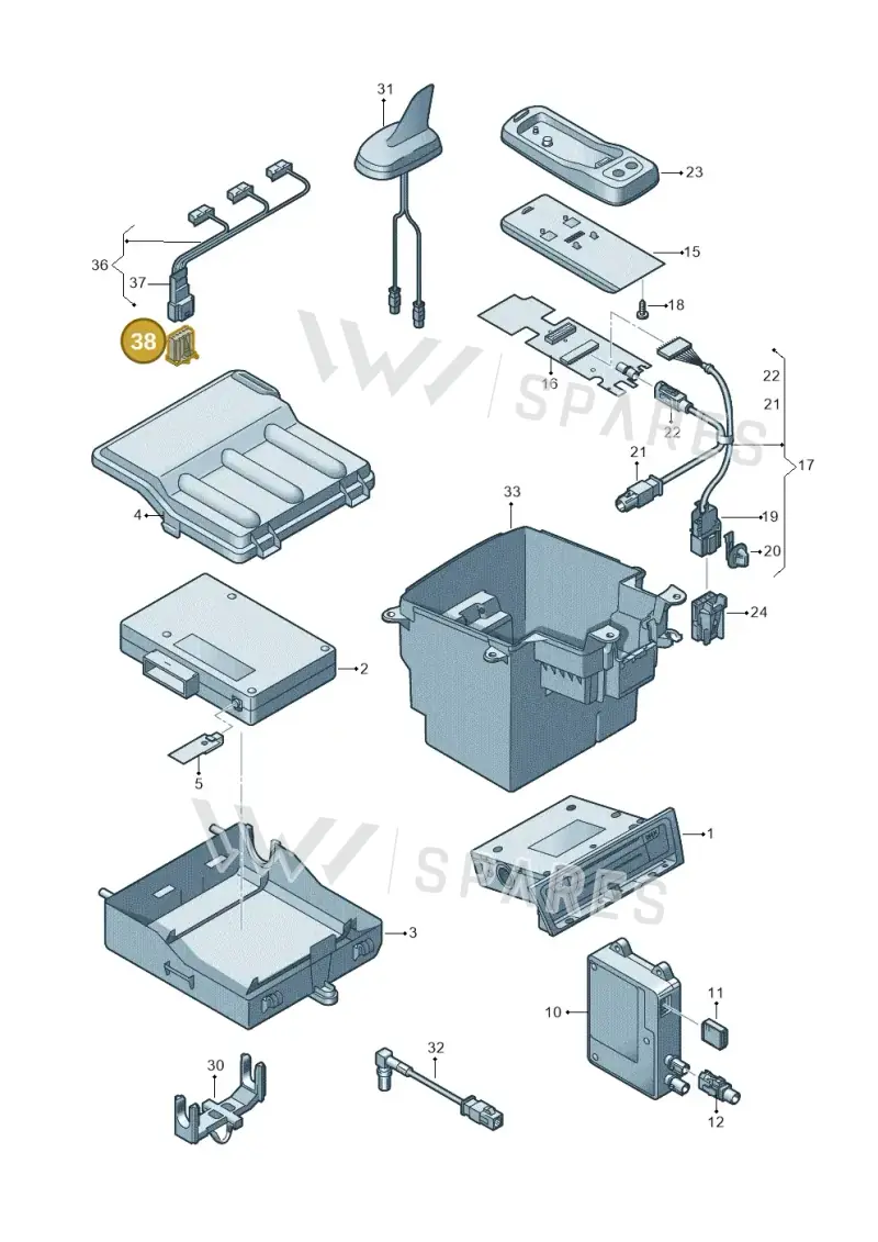 6Q0972706B — Audi RS4 Av. qu. 4.2 (2012-2015) diagram 647035560, position 38
