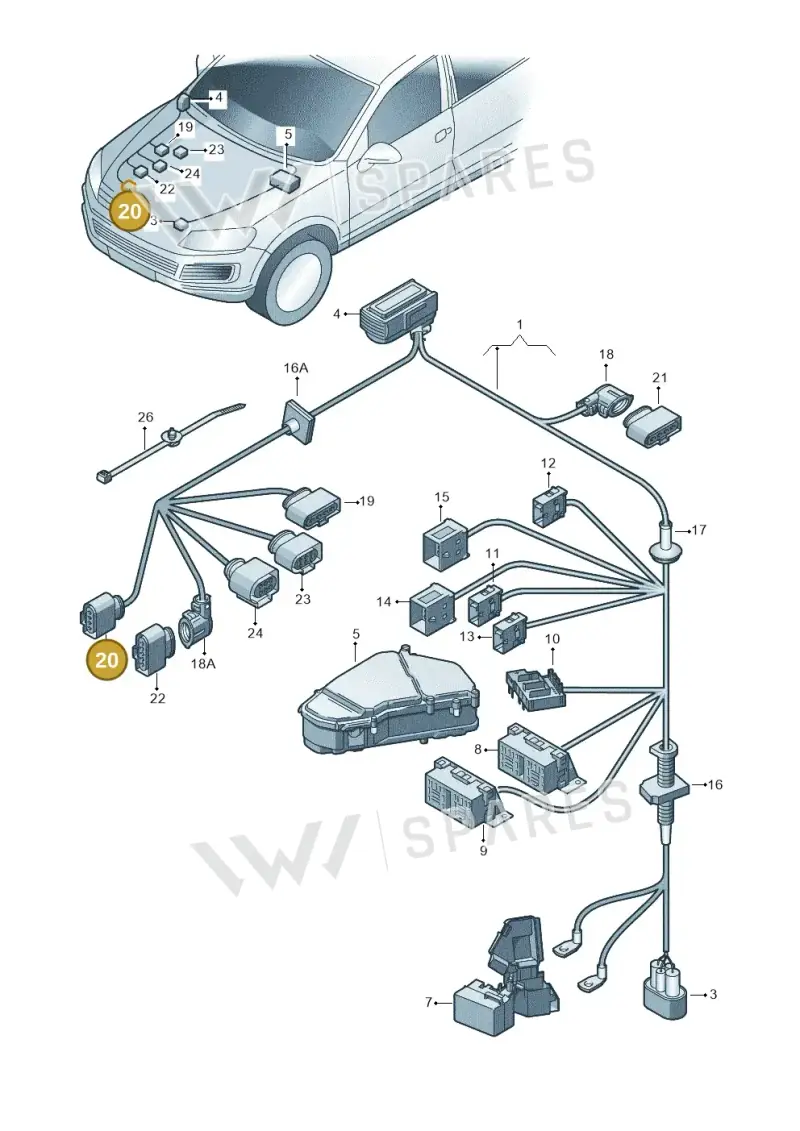 6Q0973704A — Volkswagen Touareg (2012-2014) diagram 693971180, position 20