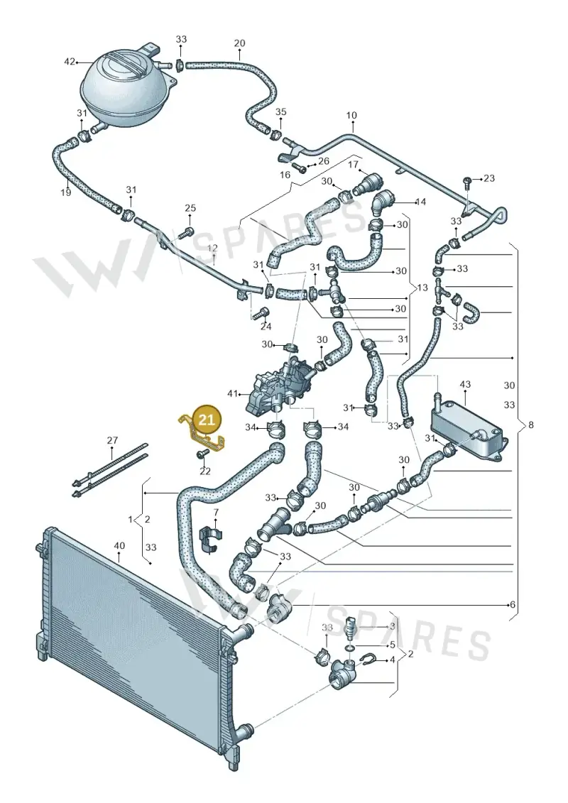 6R0121093G — Volkswagen Golf 2.0 (2016-2020) diagram 781121420, position 21