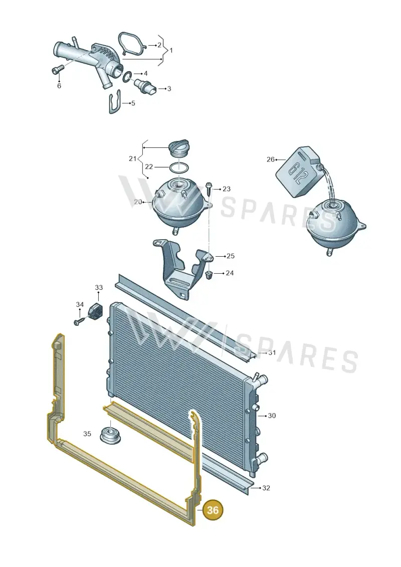 6R0121345A — Volkswagen Polo (2012-2014) diagram 672121850, position 36