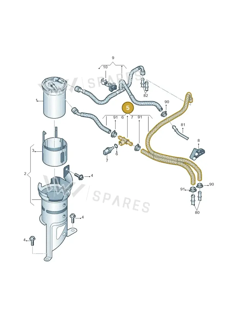 6R0130307P — Volkswagen Polo (2012-2014) diagram 672127100, position 5