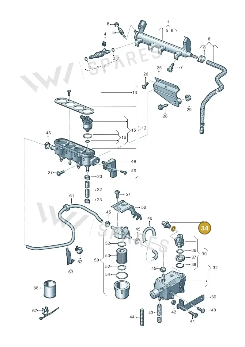 6R0201174 — Volkswagen Golf Plus (2011-2014) diagram 649133440, position 34