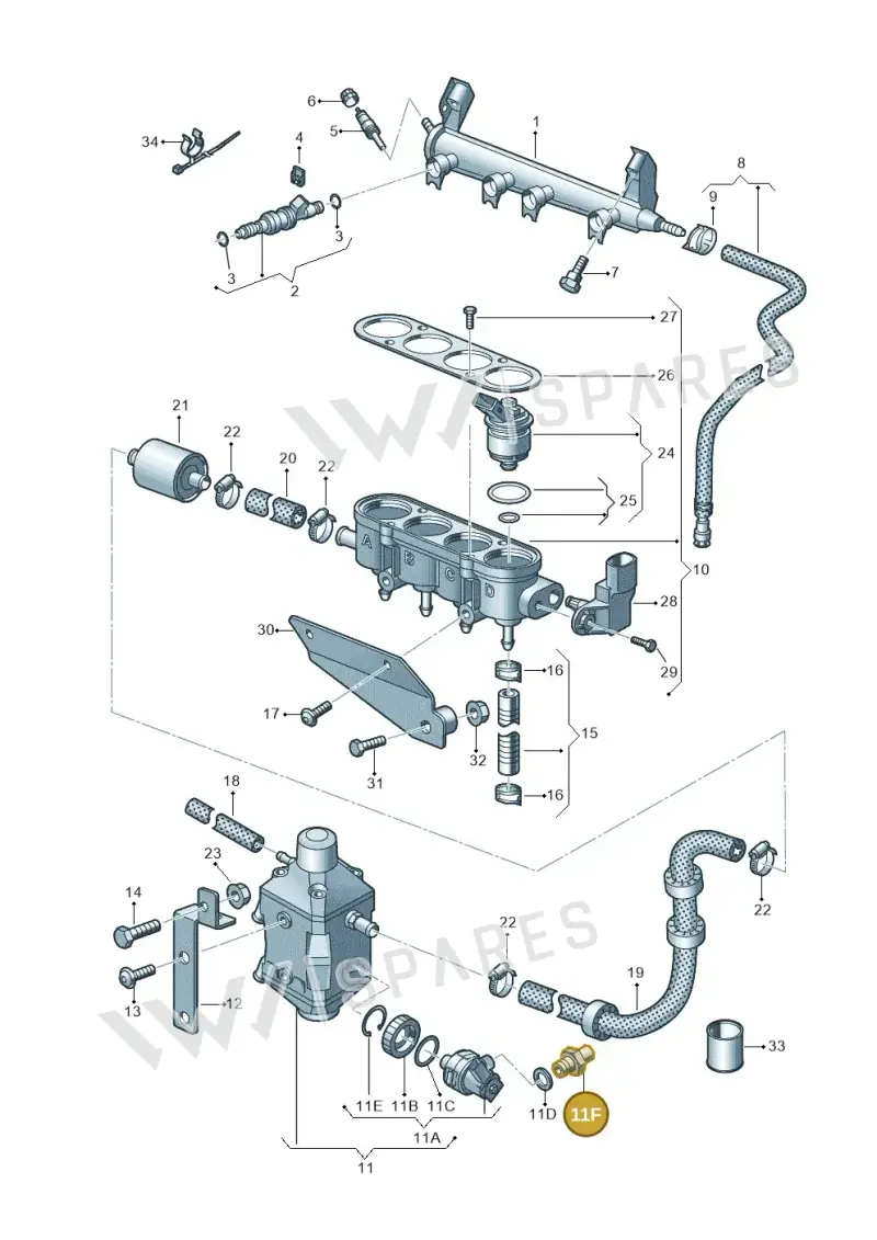 6R0201287 — Volkswagen Golf Plus 1.6 (2009-2011) diagram 649133420, position 11F