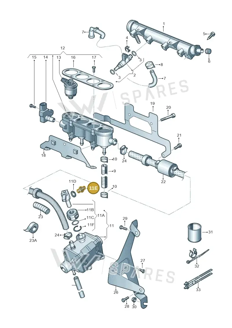 6R0201287 — Volkswagen Polo (2009-2012) diagram 672133400, position 11E