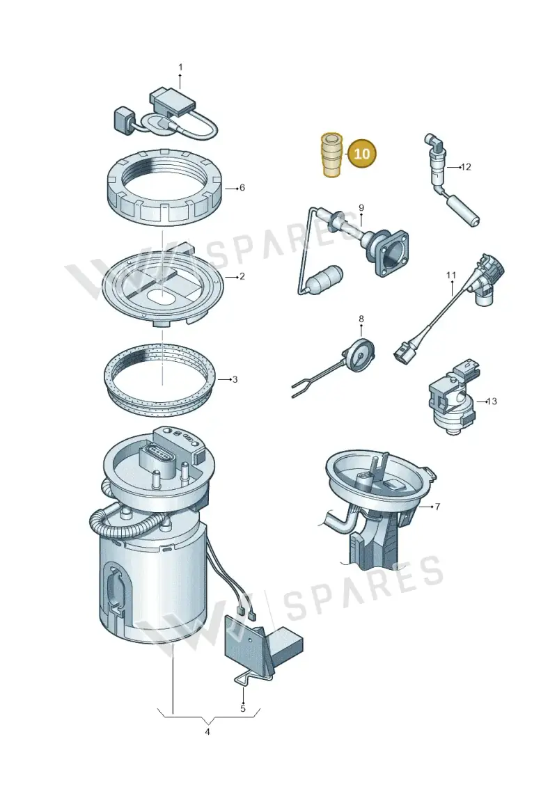 6R0201366 — Volkswagen Golf Plus (2011-2014) diagram 409919300, position 10