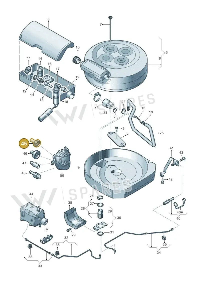 6R0201986 — Volkswagen Polo (2012-2014) diagram 672201090, position 45
