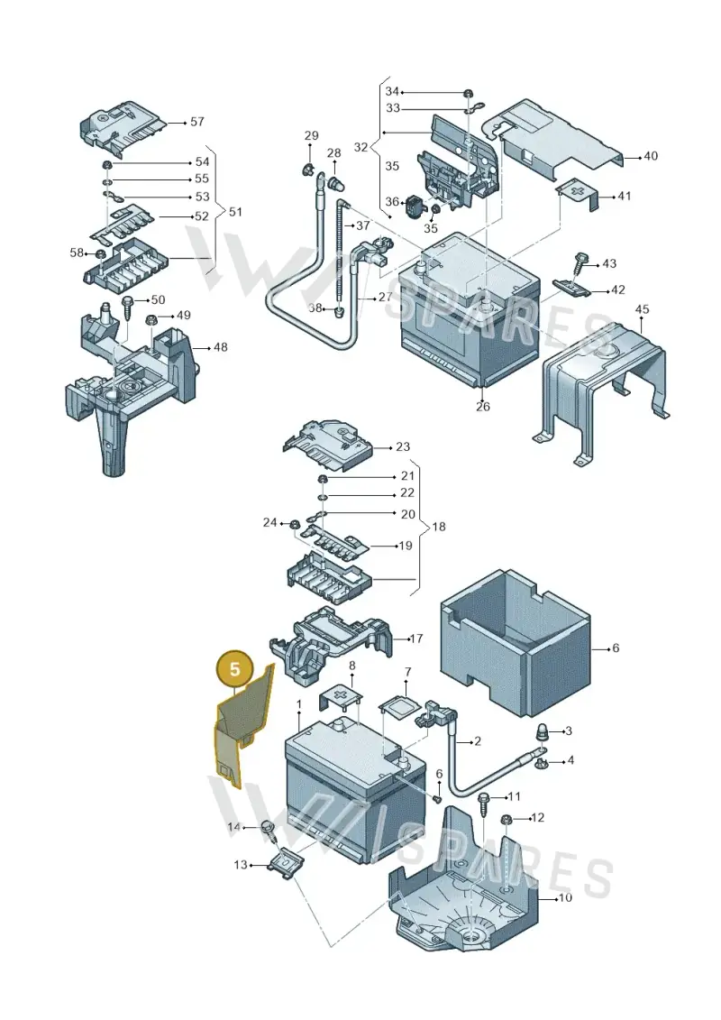 6R0915335A — Audi A1 Sportback (2010-2015) diagram 708915000, position 5