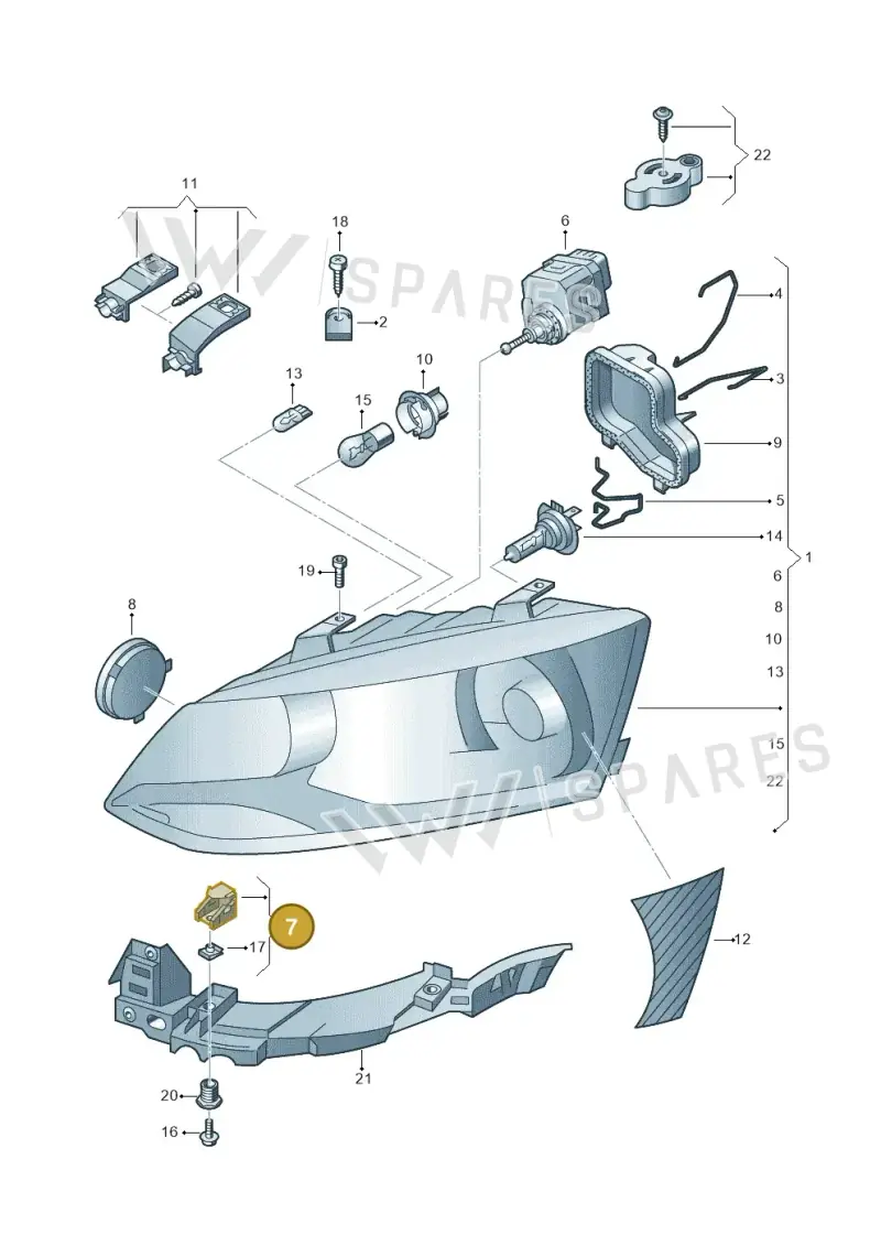 6R0941511 — Volkswagen Polo (2012-2014) diagram 672941000, position 7