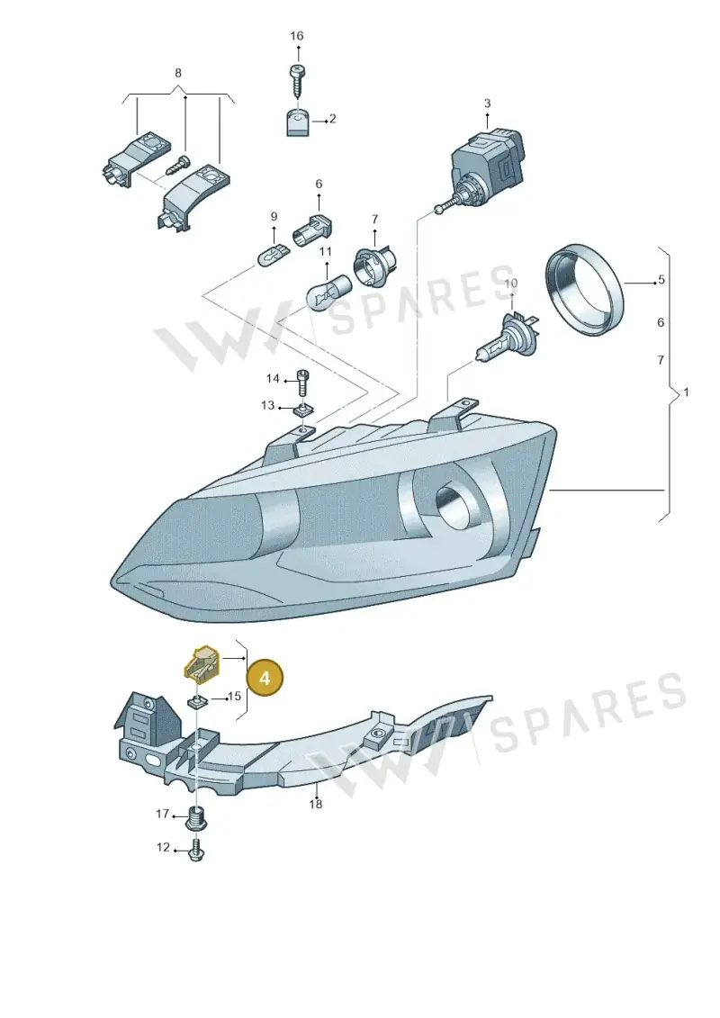 6R0941511 — Volkswagen Polo (2009-2014) diagram 677941000, position 4