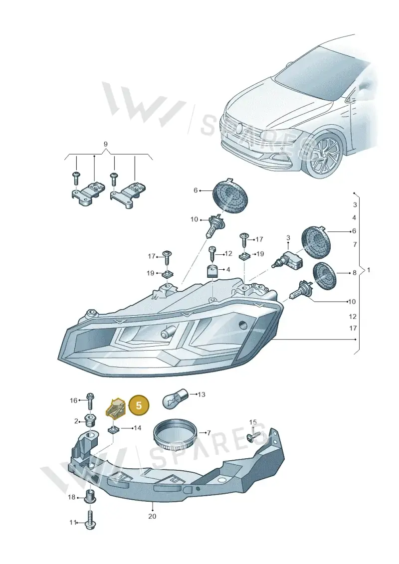6R0941511 — Volkswagen Polo 1.0 BlueMotion (2017-2024) diagram 837941000, position 5