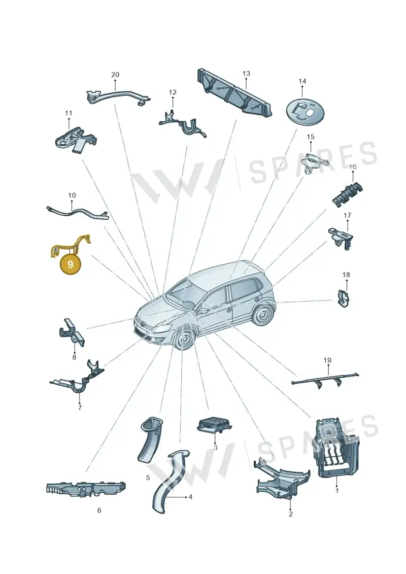 6R0971615L — Volkswagen Polo 1.4 BlueMotion (2014-2017) diagram 773972050, position 9