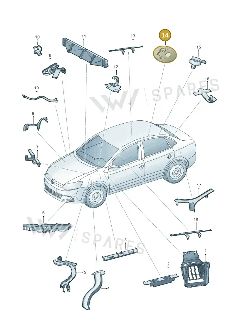 6R0971839 — Volkswagen Polo 1.6 (2015-2020) diagram 873972050, position 14