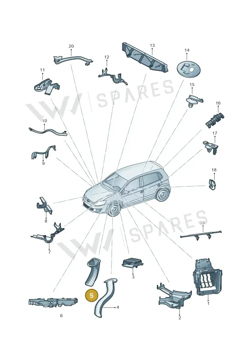 6R0971908 — Volkswagen Polo 1.4 BlueMotion (2014-2017) diagram 773972050, position 5