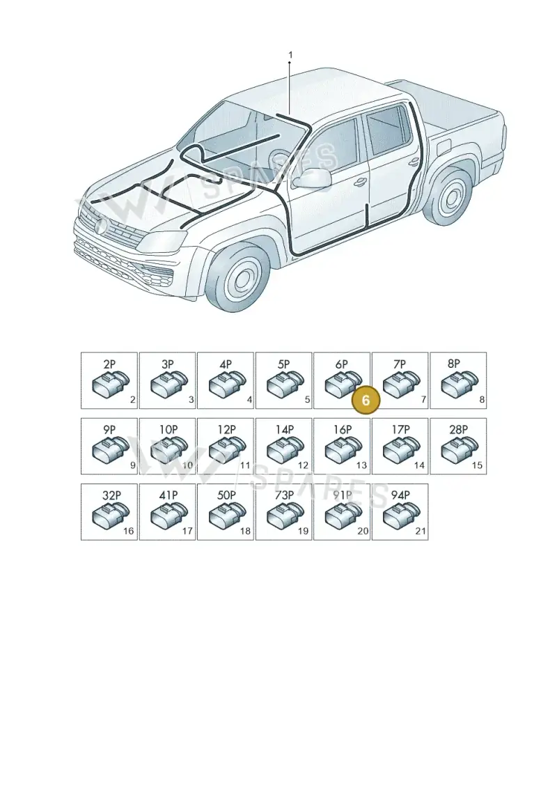 6R0971975A — Volkswagen Amarok twin cab (2016-2022) diagram 894971840, position 6