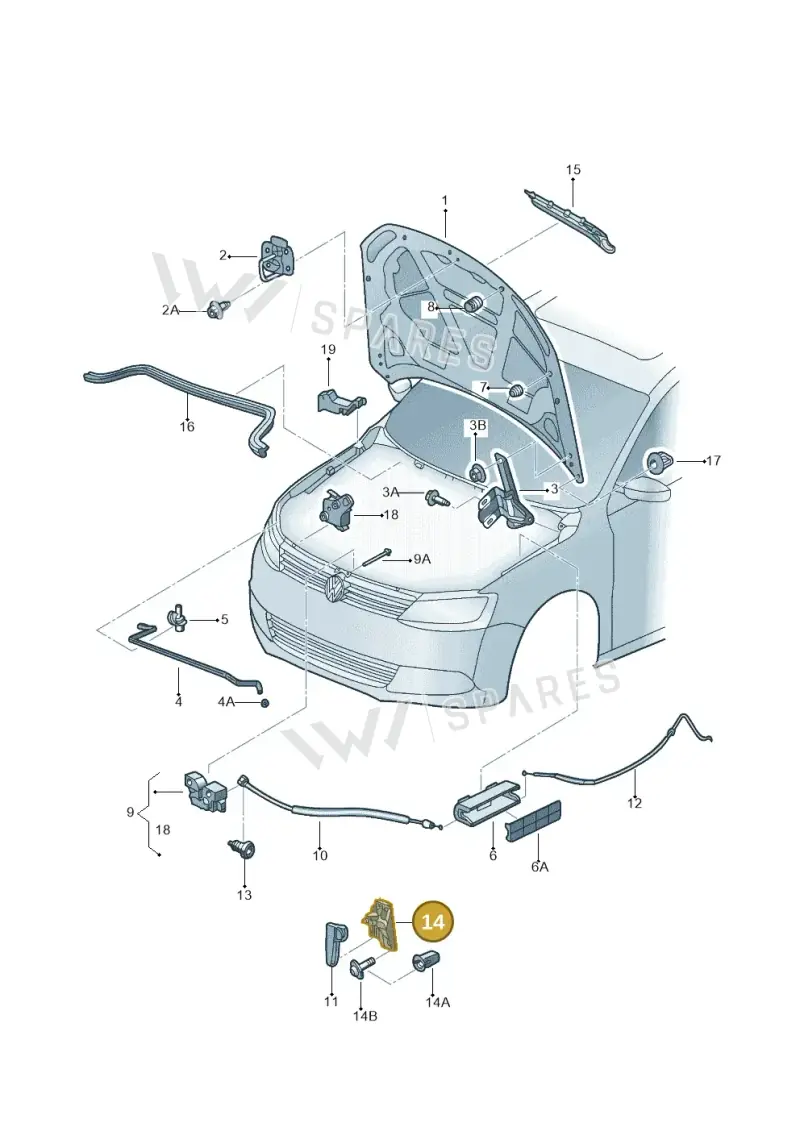6R1823633 — Volkswagen Jetta 2.0 (2015-2015) diagram 692823100, position 14