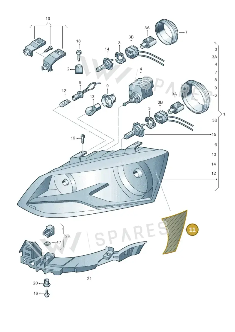 6R1998981 — Volkswagen Polo 1.4 BlueMotion (2014-2017) diagram 672941100, position 11