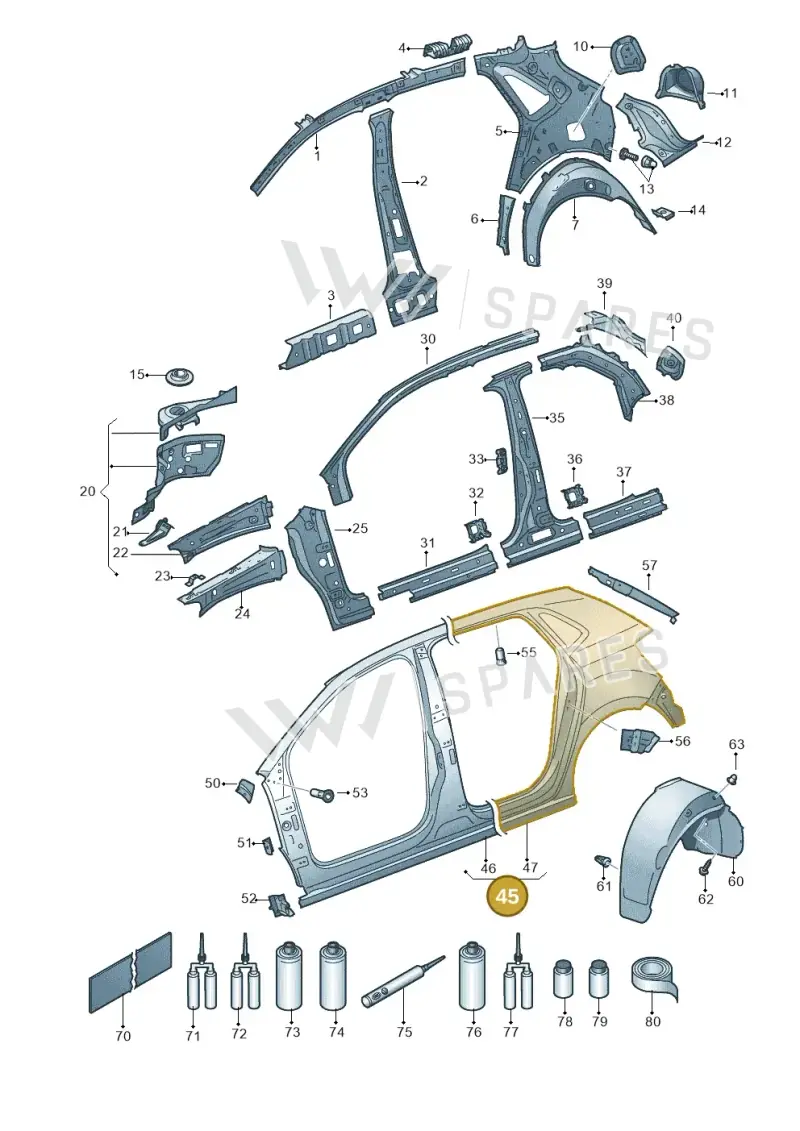 6R4809052D — Volkswagen Polo 1.4 BlueMotion (2014-2017) diagram 773809450, position 45