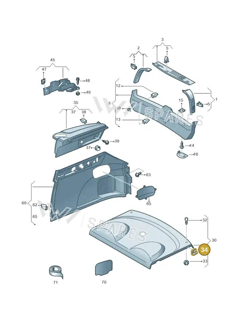 6R6867097 — Volkswagen Scirocco 2.0 (2014-2017) diagram 651867800, position 34