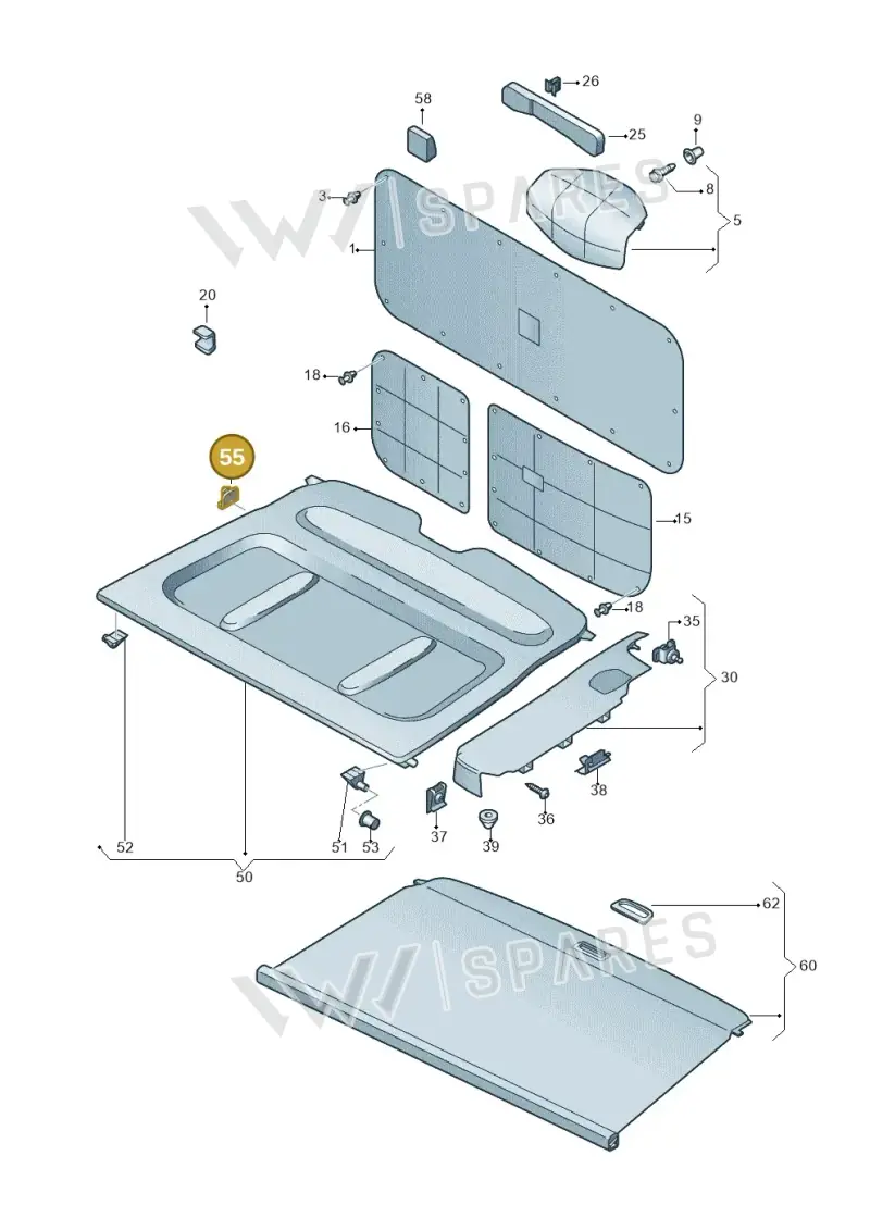 6R6867097 — Volkswagen Caddy kombi (2015-2020) diagram 866867800, position 55