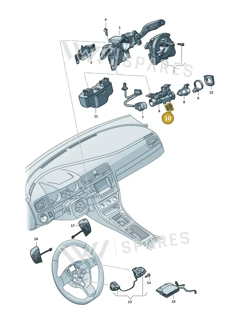 6RA953527 — Volkswagen Taigo (2021-2024) diagram 2f0953500, position 10