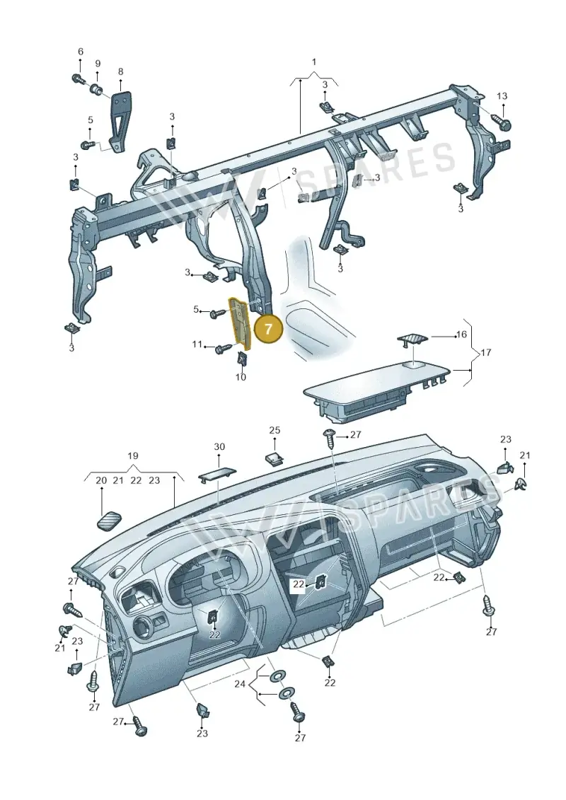 6RU857193 — Volkswagen Polo (2010-2015) diagram 672857000, position 7
