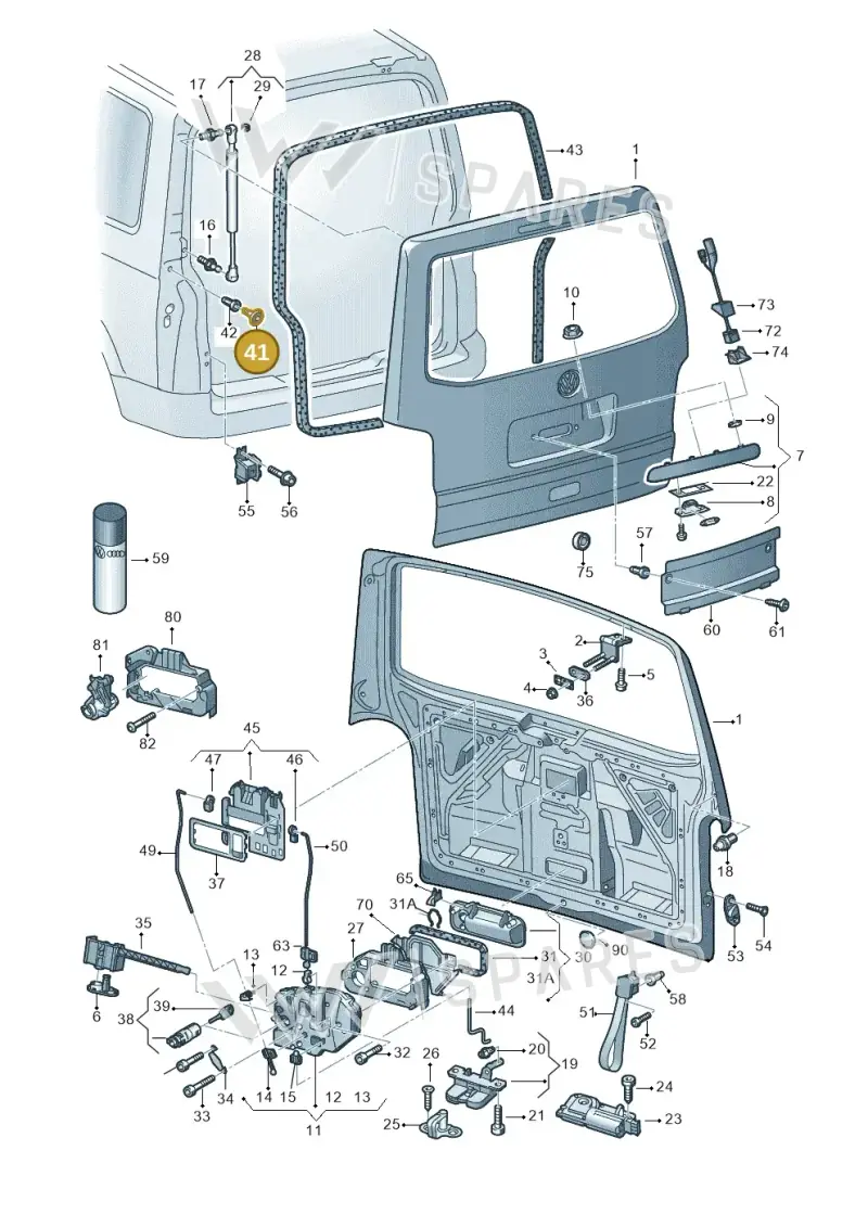 6X0827951B — Volkswagen Transp. caravelle (2011-2015) diagram 410827300, position 41