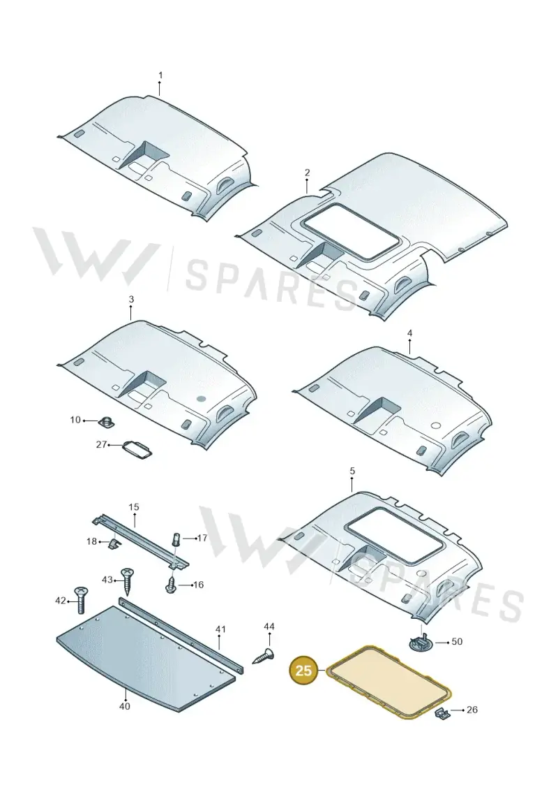 6X0867525 — Volkswagen Caravelle (2015-2019) diagram 410867550, position 25