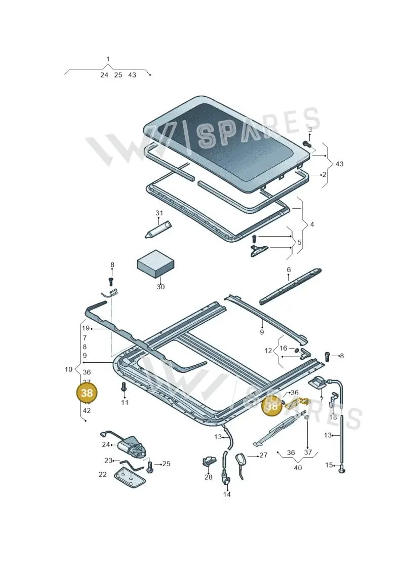 6X0898015 — Volkswagen Crossfox (2014-2021) diagram 558877100, position 38
