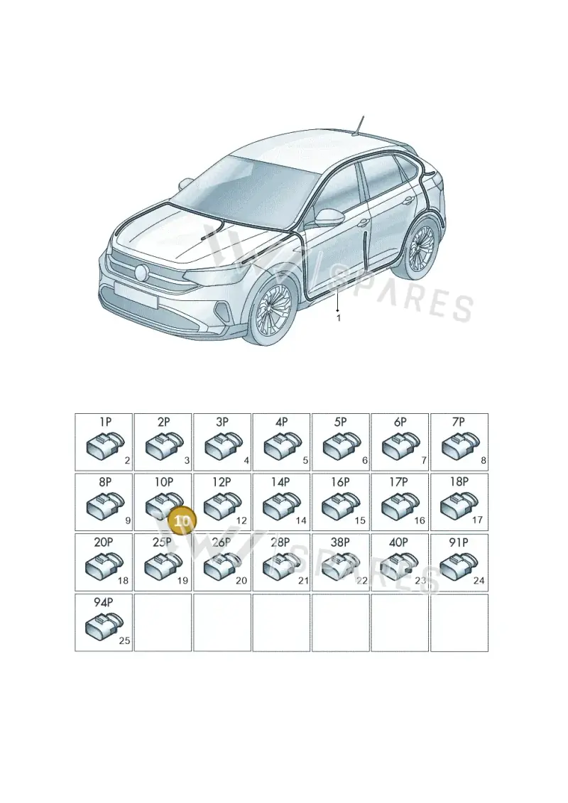 6X0973815 — Volkswagen Taigo (2021-2024) diagram 2f0971081, position 10