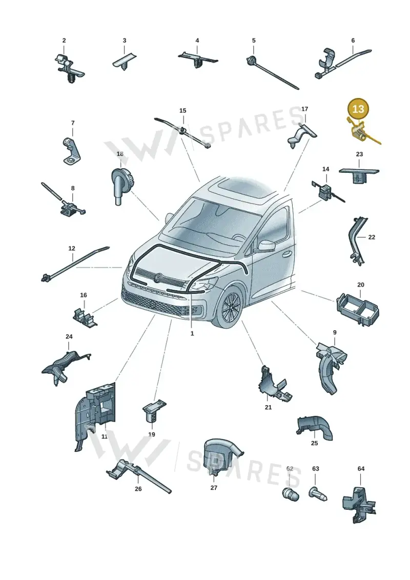 6Y0971850 — Volkswagen Caddy Maxi Kombi (2020-2024) diagram 2ka971081, position 13