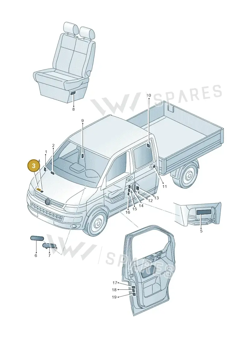 701010002A — Volkswagen Single-cab transp. (2019-2024) diagram 862010000, position 3