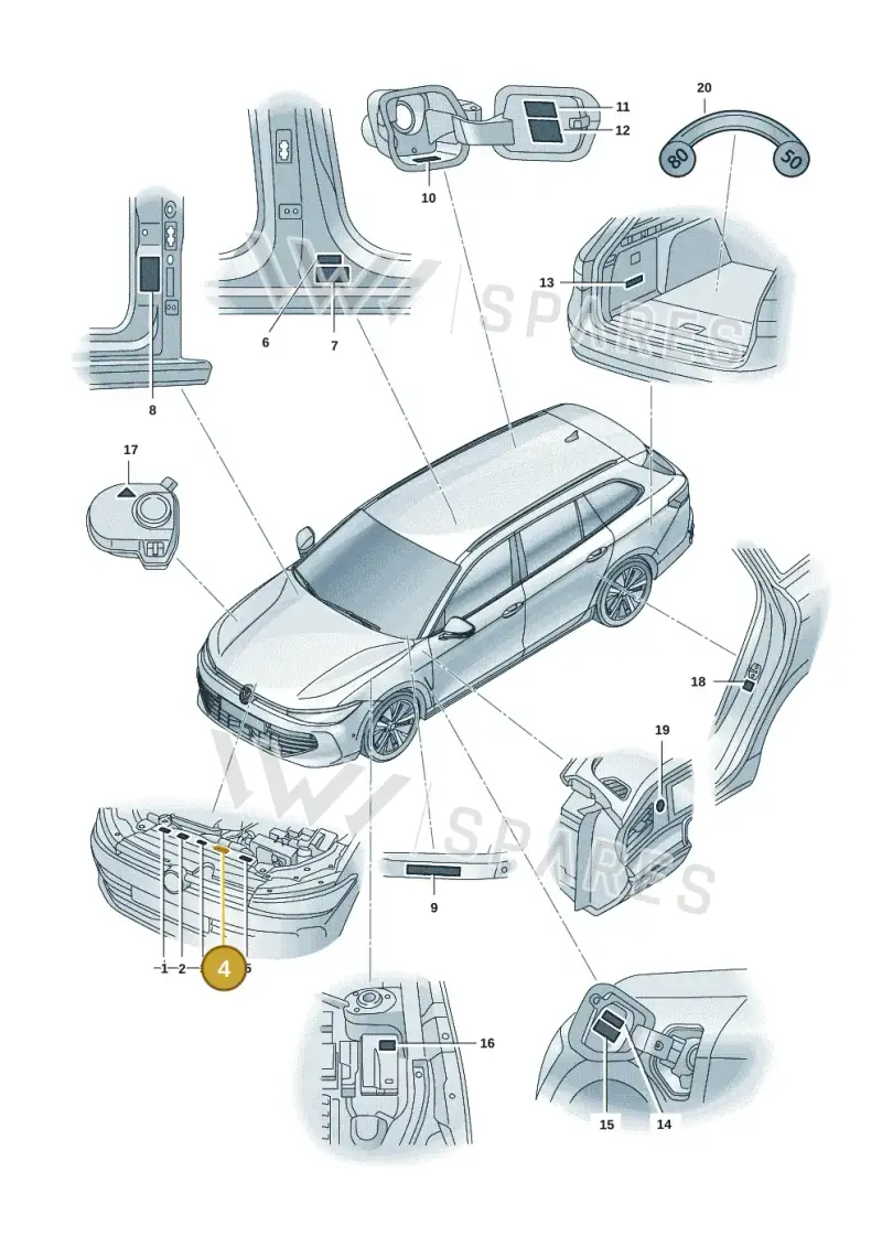 701010002AA — Volkswagen Passat estate (2023-) diagram 3j0010000, position 4