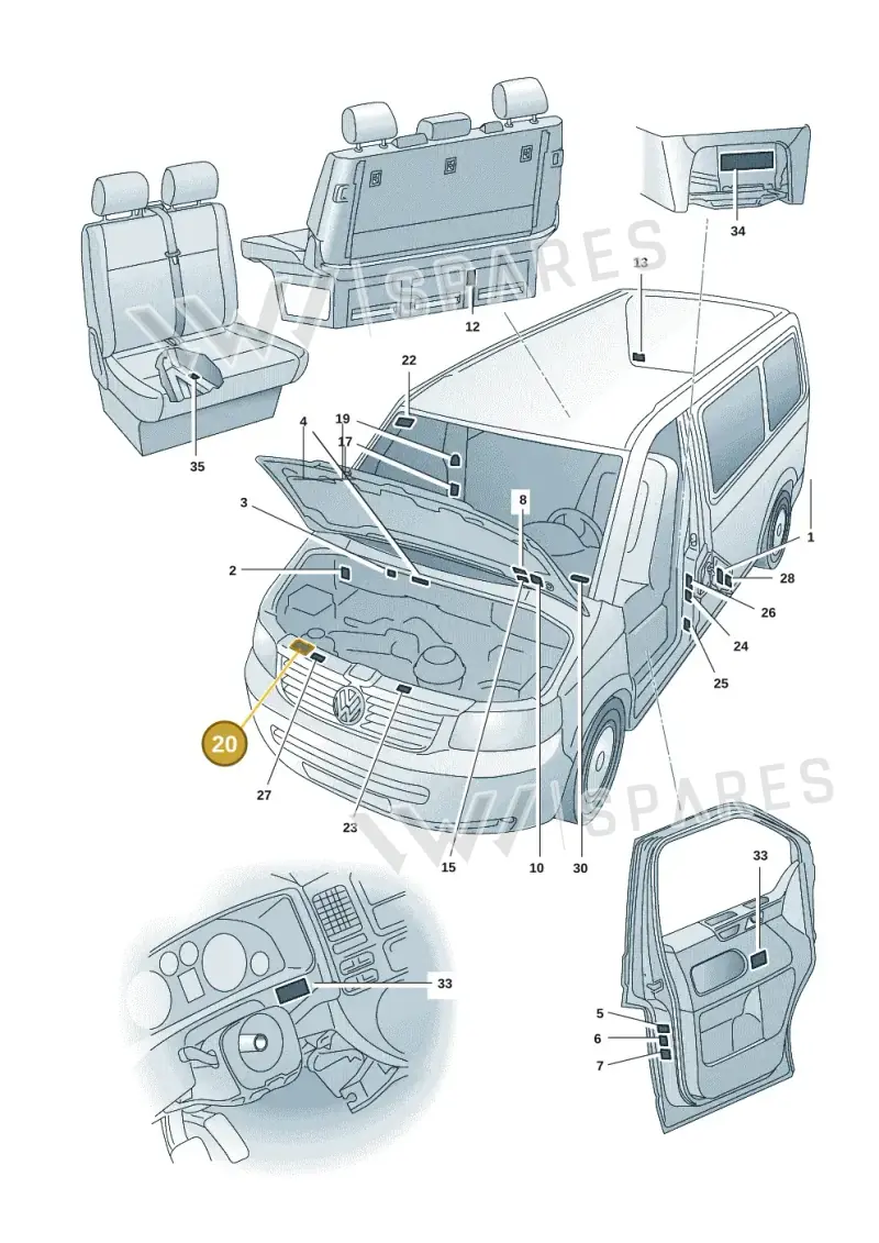 701010002H — Volkswagen Caravelle (2019-2024) diagram 7ep010000, position 20