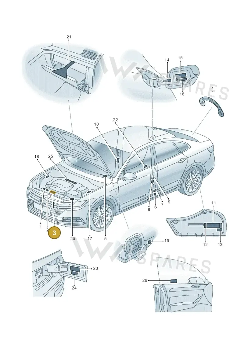 701010700P — Volkswagen Arteon (2017-2023) diagram 828010000, position 3