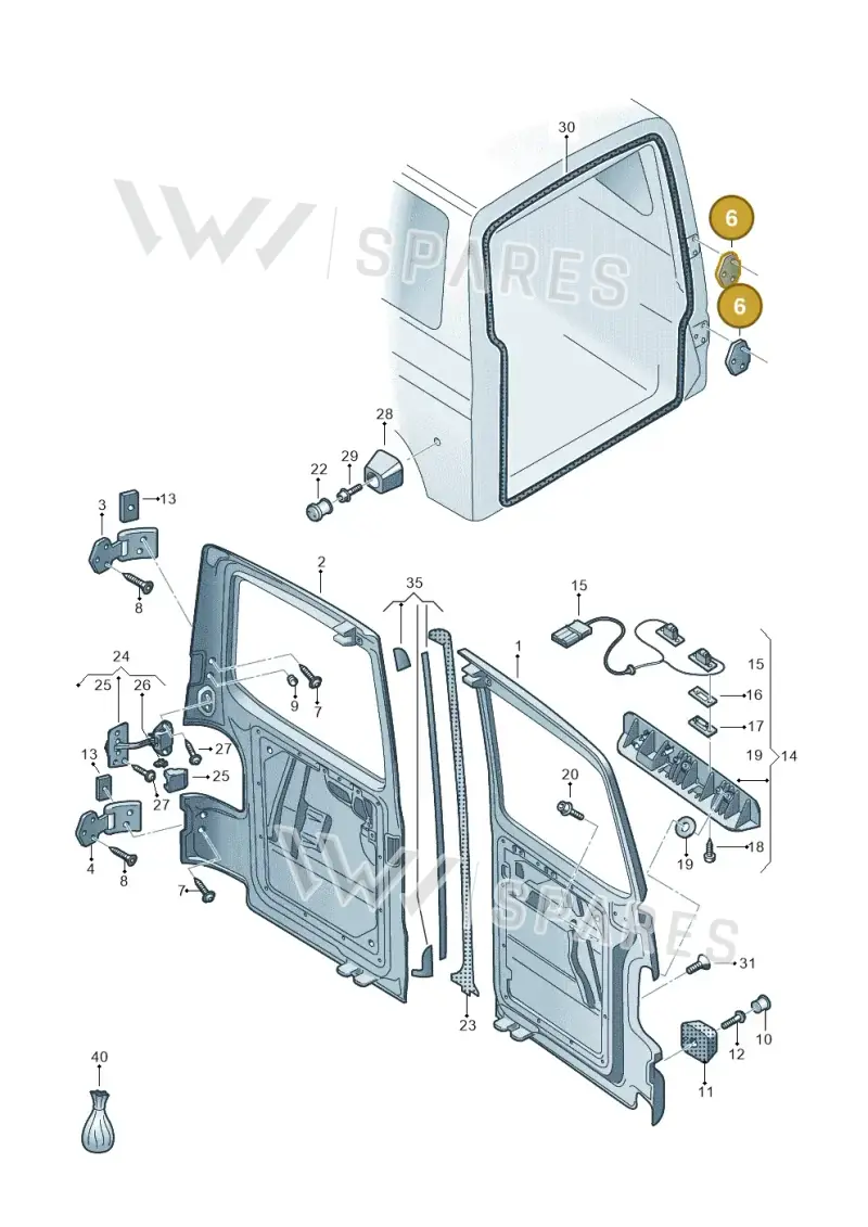 701827157D — Volkswagen Caravelle (2019-2024) diagram 410827500, position 6
