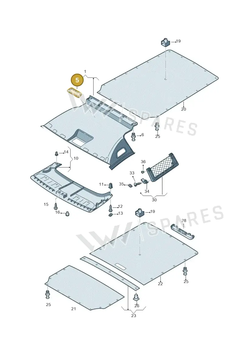 721827559 — Volkswagen Caddy Maxi Kombi (2010-2015) diagram 443867550, position 5