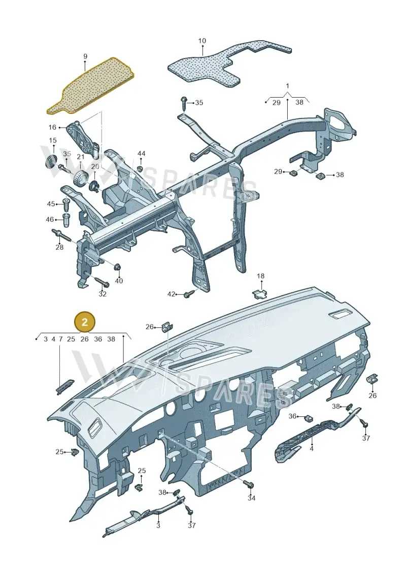 762857003FPGB — Volkswagen Touareg (2017-2025) diagram 439857000, position 2