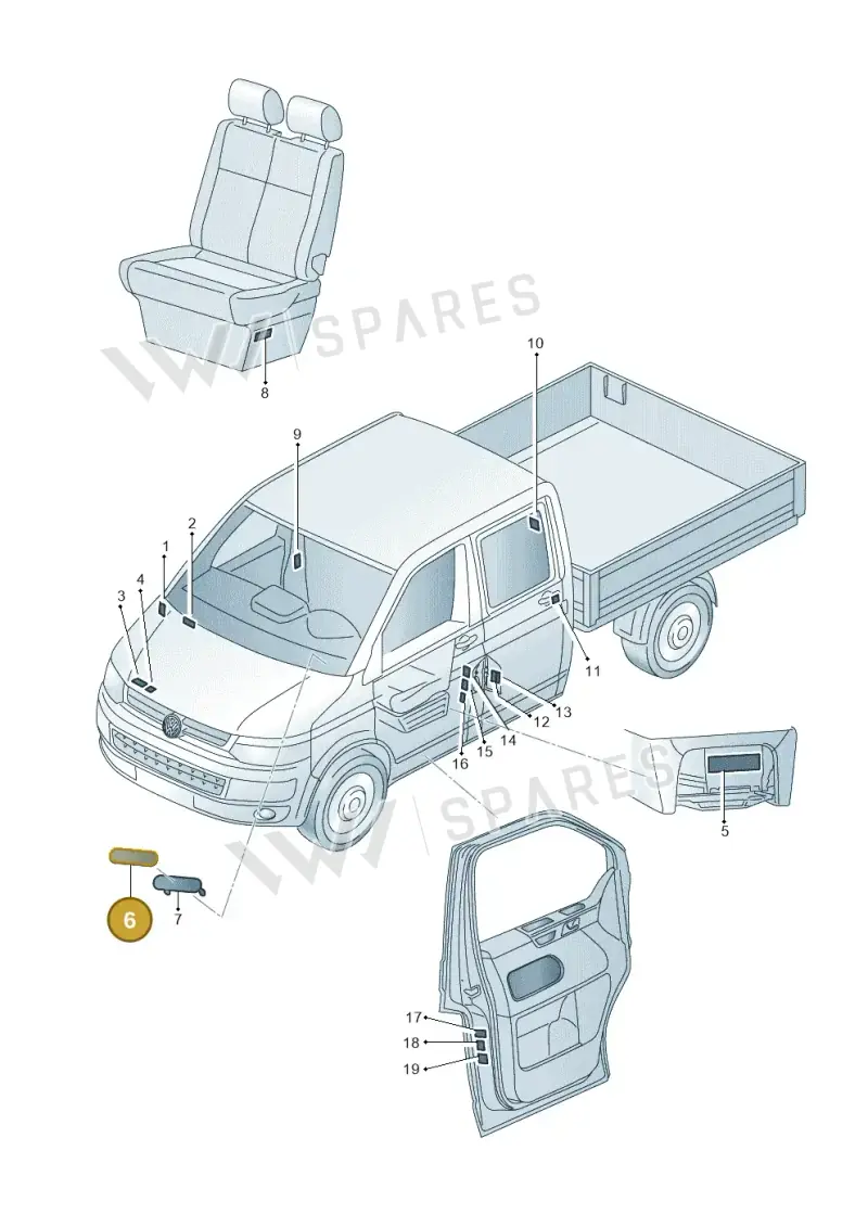 7C0010025A — Volkswagen Single-cab transp. (2019-2024) diagram 862010000, position 6