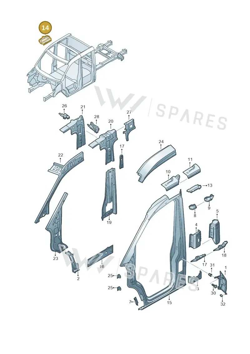 7C0809648 — Volkswagen MAN TGE 35 (2016-2021) diagram 807809250, position 14