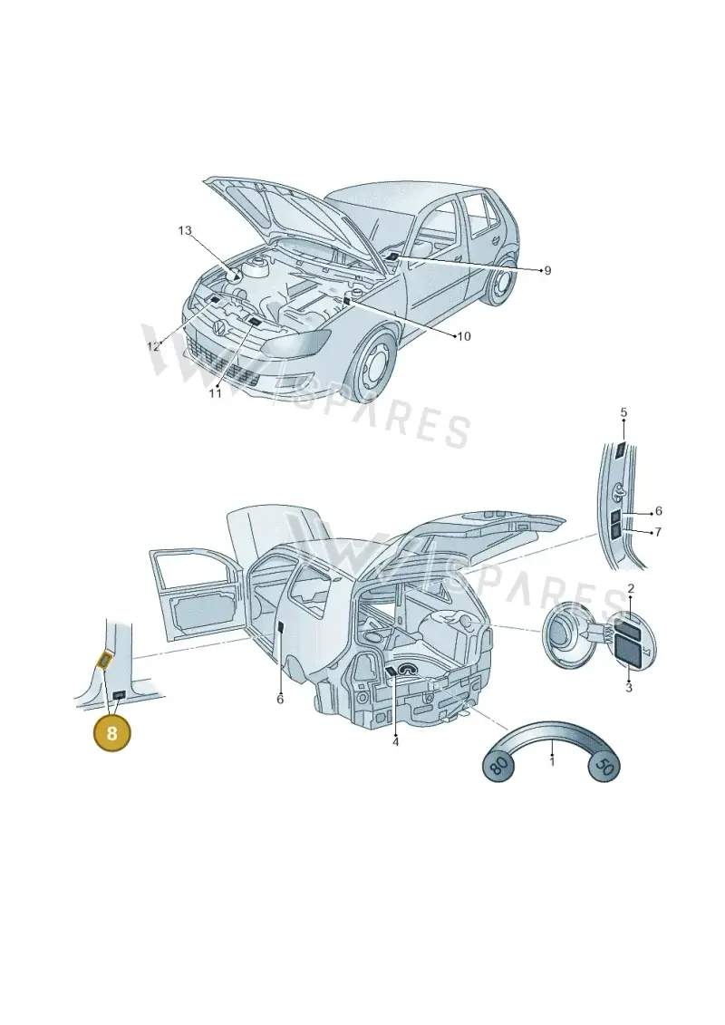 7D0000279A — Volkswagen Polo 1.4 BlueMotion (2014-2017) diagram 773010000, position 8