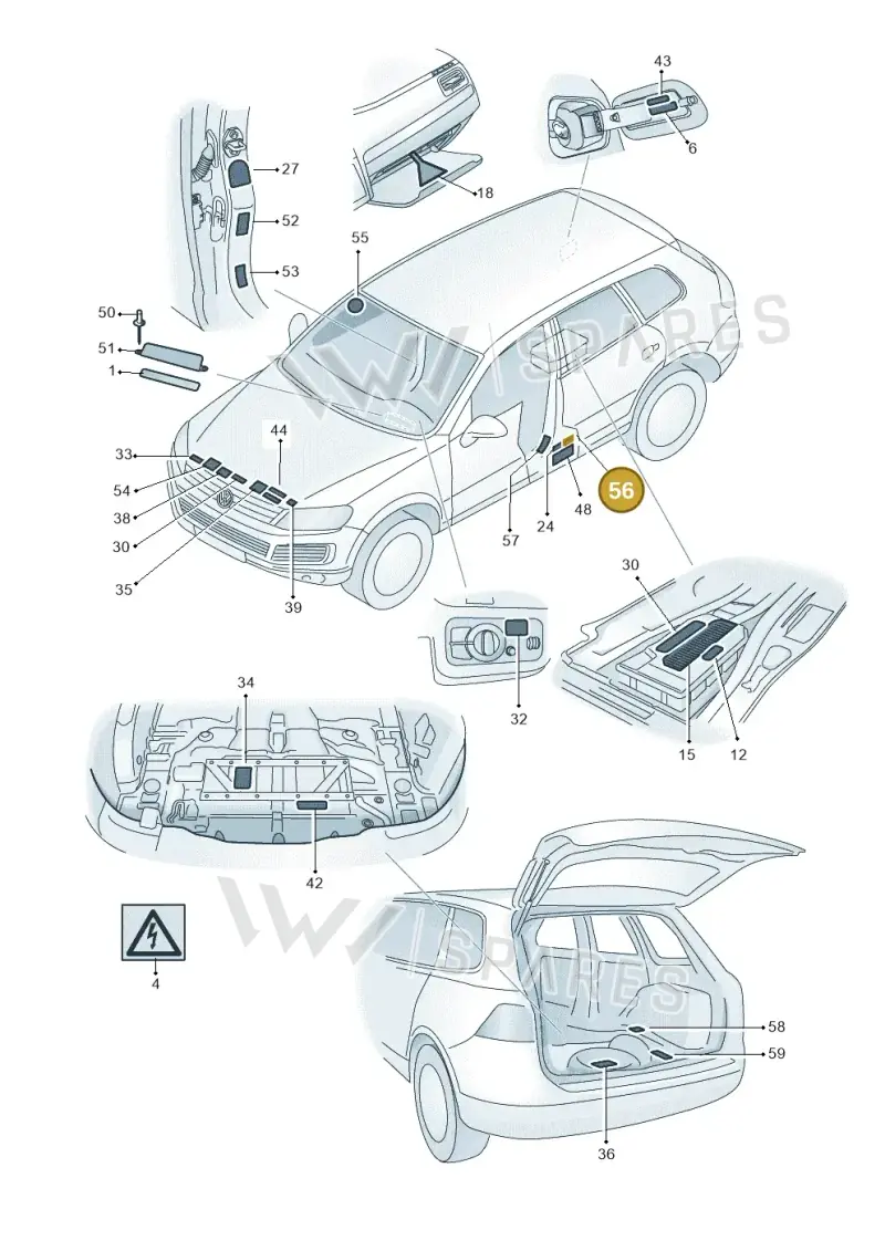7D0000279A — Volkswagen Touareg BlueMotion (2014-2018) diagram 787010000, position 56