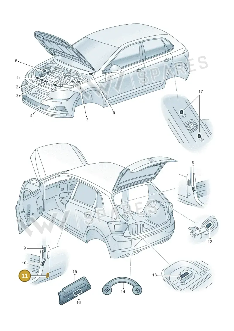 7D0000279A — Volkswagen T-Roc BlueMotion (2017-2024) diagram 837010000, position 11