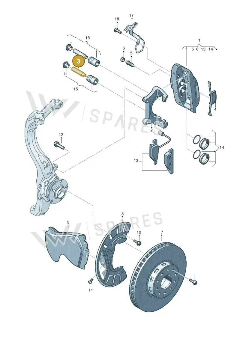 7D0615143 — Volkswagen Phaeton 4motion (2010-2016) diagram 667615530, position 3