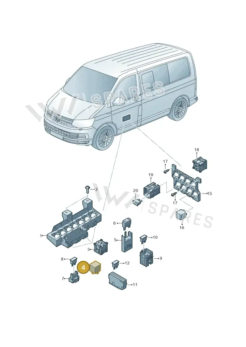 7D0943383 — Volkswagen Caravelle (2015-2019) diagram 861937050, position 4